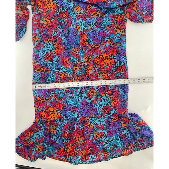 Umba for‎ Parnes Feinstein Vintage Colorful V-Neck Zip Back Dress Size 16, USA - Picture 12 of 12